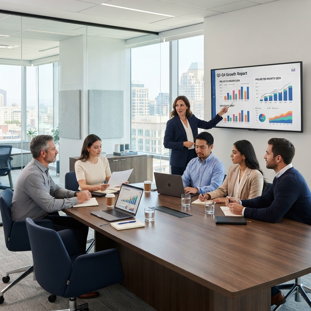 Rice Equity corporate team in a meeting